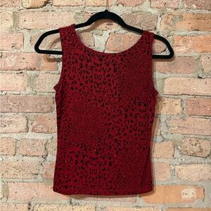 A. Byer Red and Black Leopard Print Tank Top